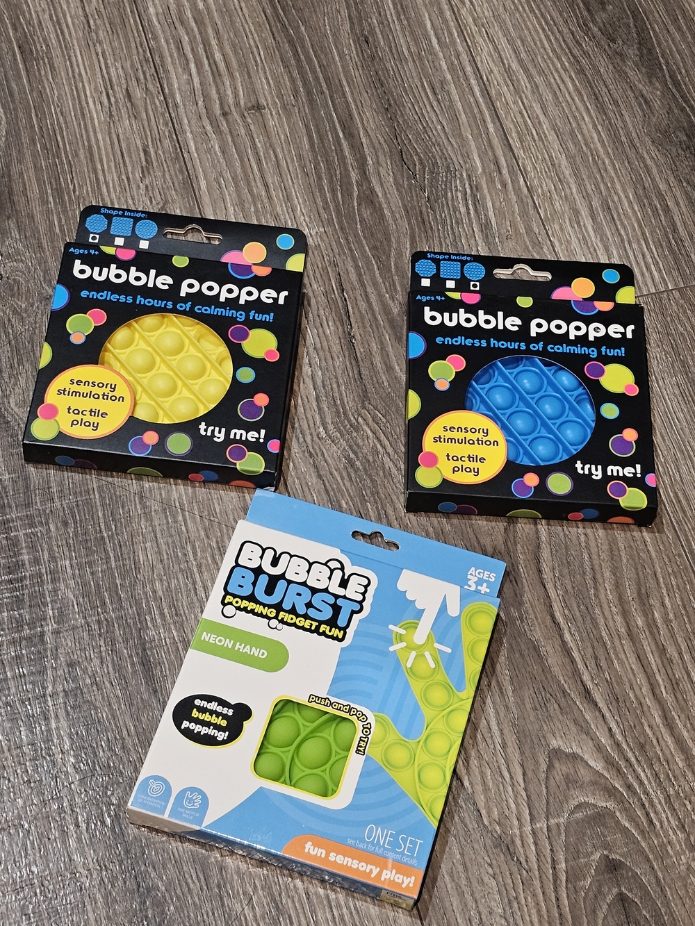 Pop It Collection Fidget Toy - Yellow, Blue, Neon Green 3 pcs